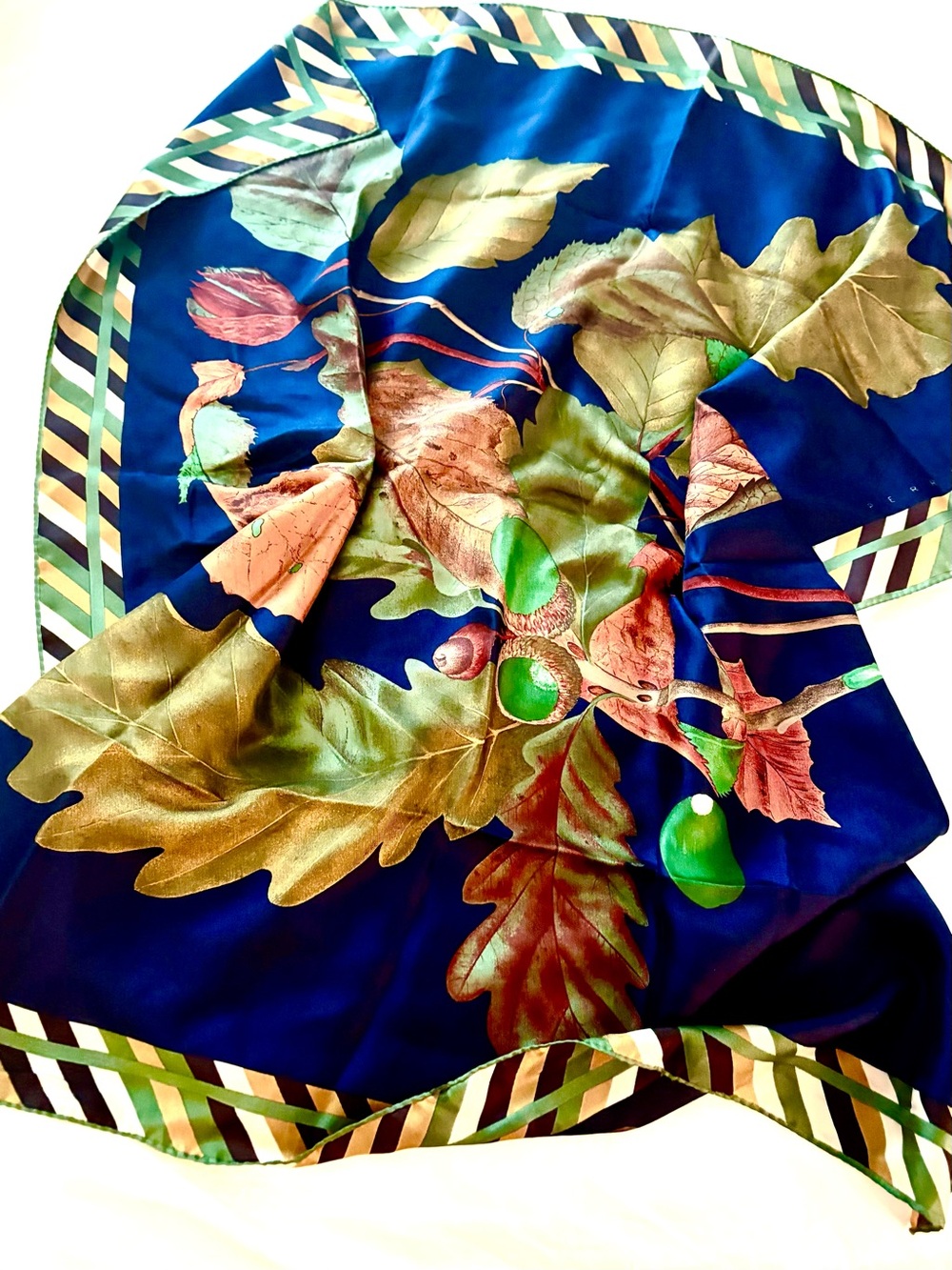 PERRY ELLIS Silk Scarf, blue and tan